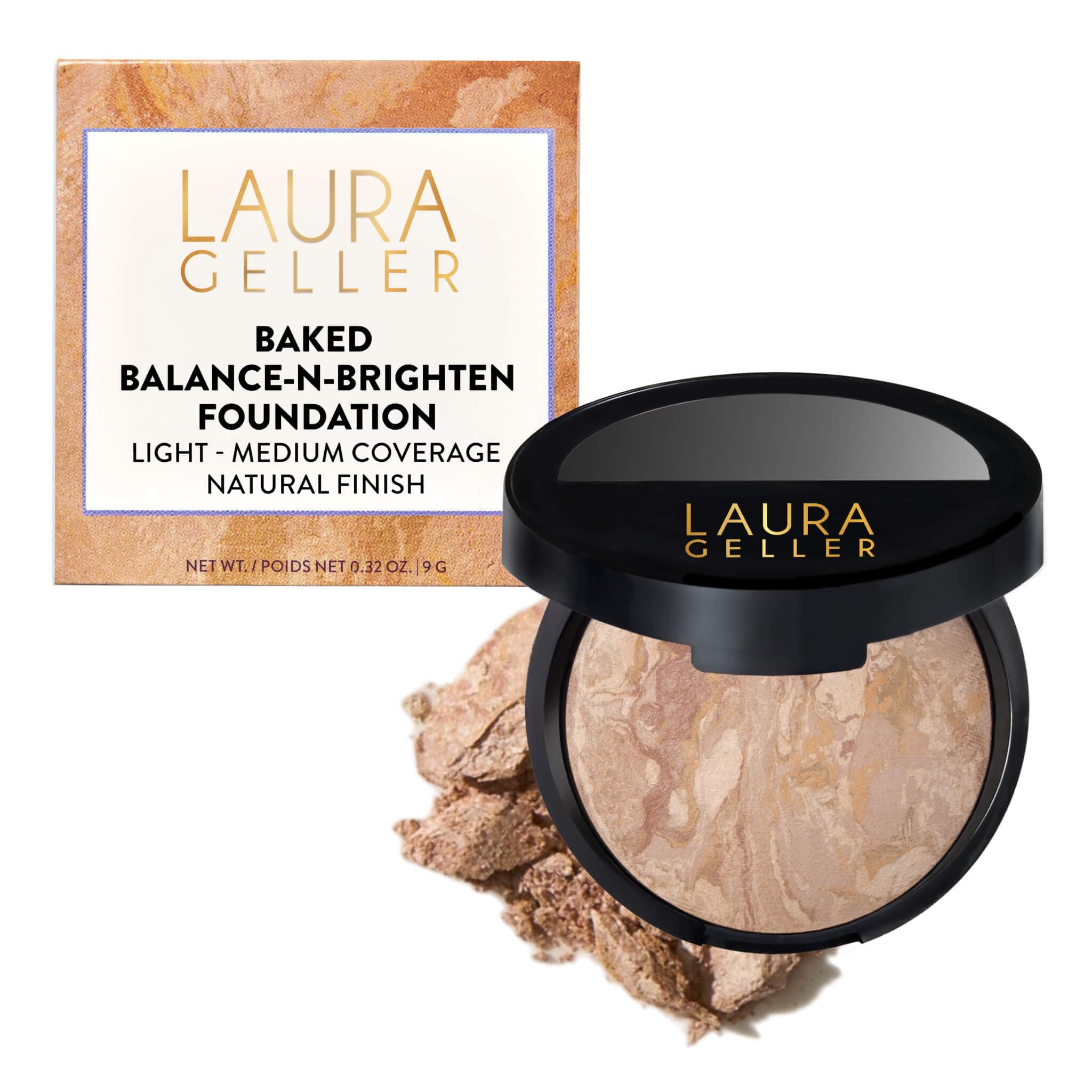 Laura Geller New York Baked Balance-n-Brighten Color Correcting Powder Foundation – Fair | Buildable Coverage | Demi-Matte Finish