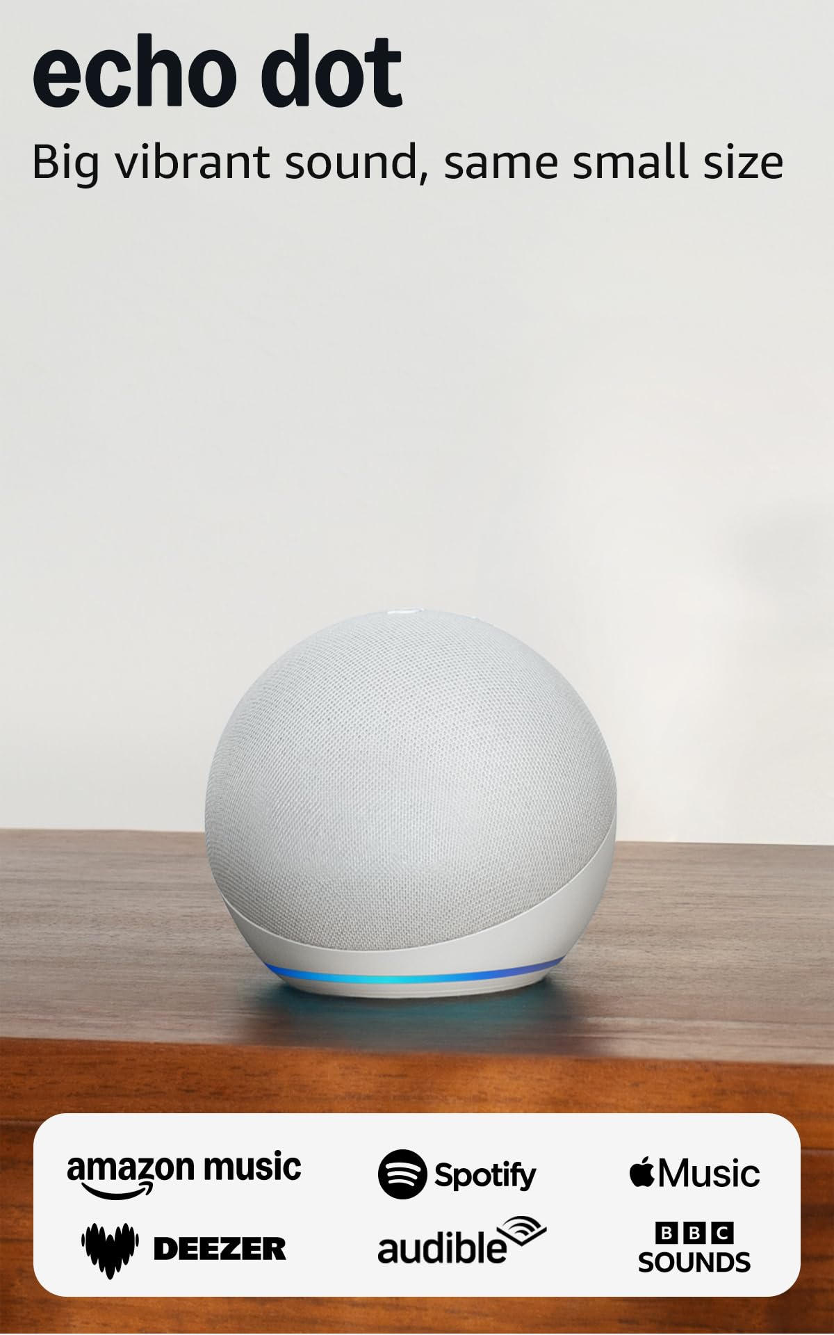 Amazon Echo Dot (Newest Gen) Smart Speaker with Alexa | Bluetooth & Wi-Fi | Premium Sound | Glacier White