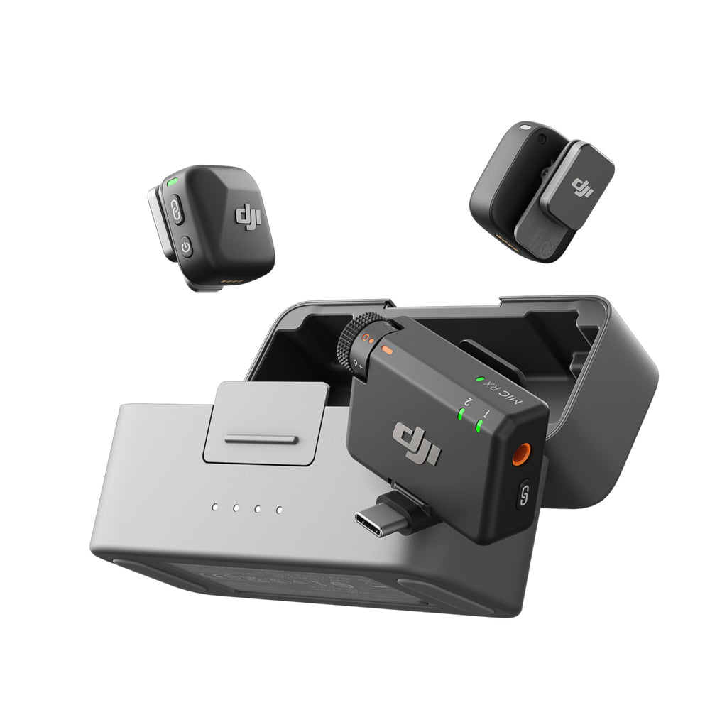 DJI Mic Mini Wireless Lavalier Microphone (2 TX + 1 RX + Charging Case) | 48H Battery | Noise Cancelling | Bluetooth | iPhone, Android & Camera