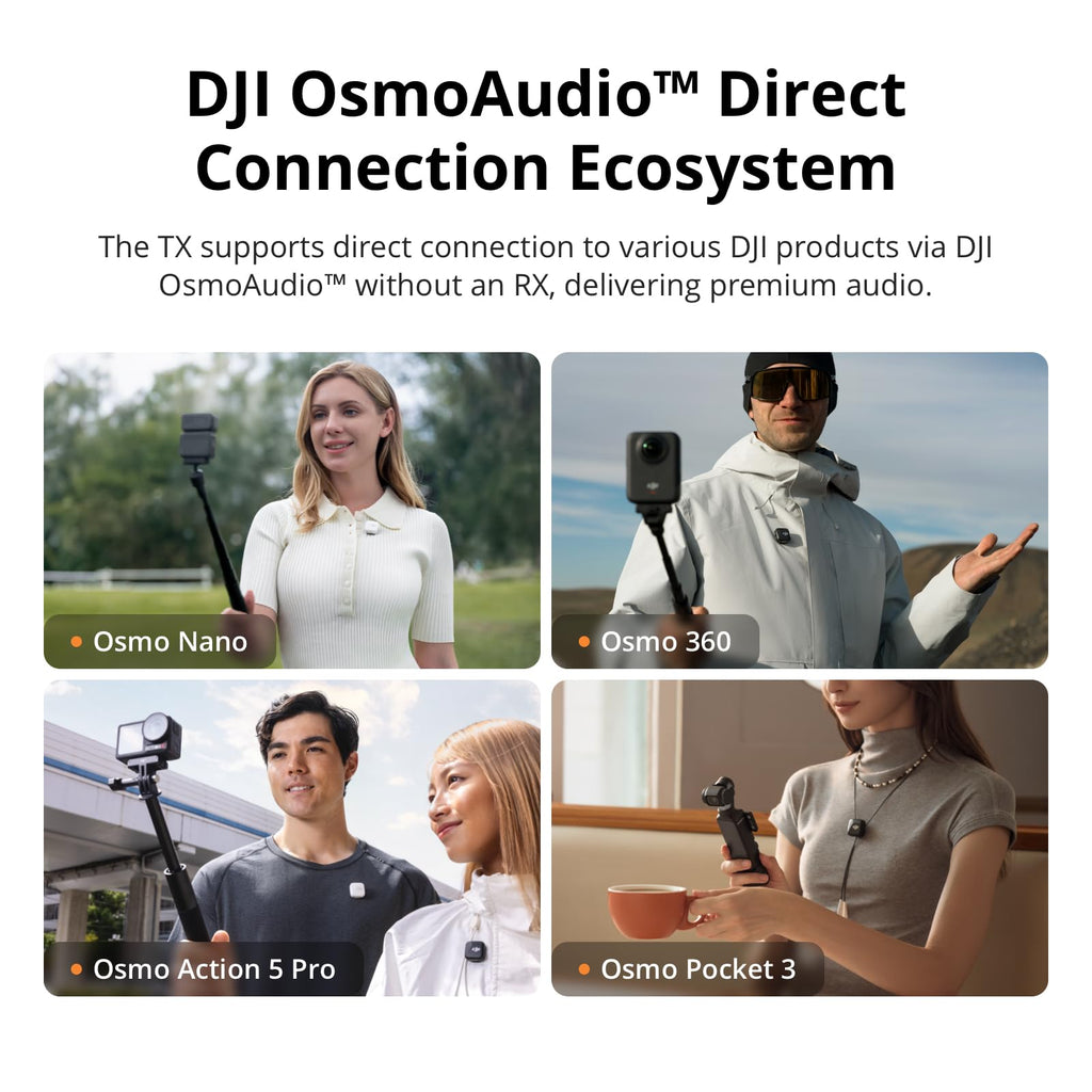 DJI Mic Mini Wireless Lavalier Microphone (2 TX + 1 RX + Charging Case) | 48H Battery | Noise Cancelling | Bluetooth | iPhone, Android & Camera