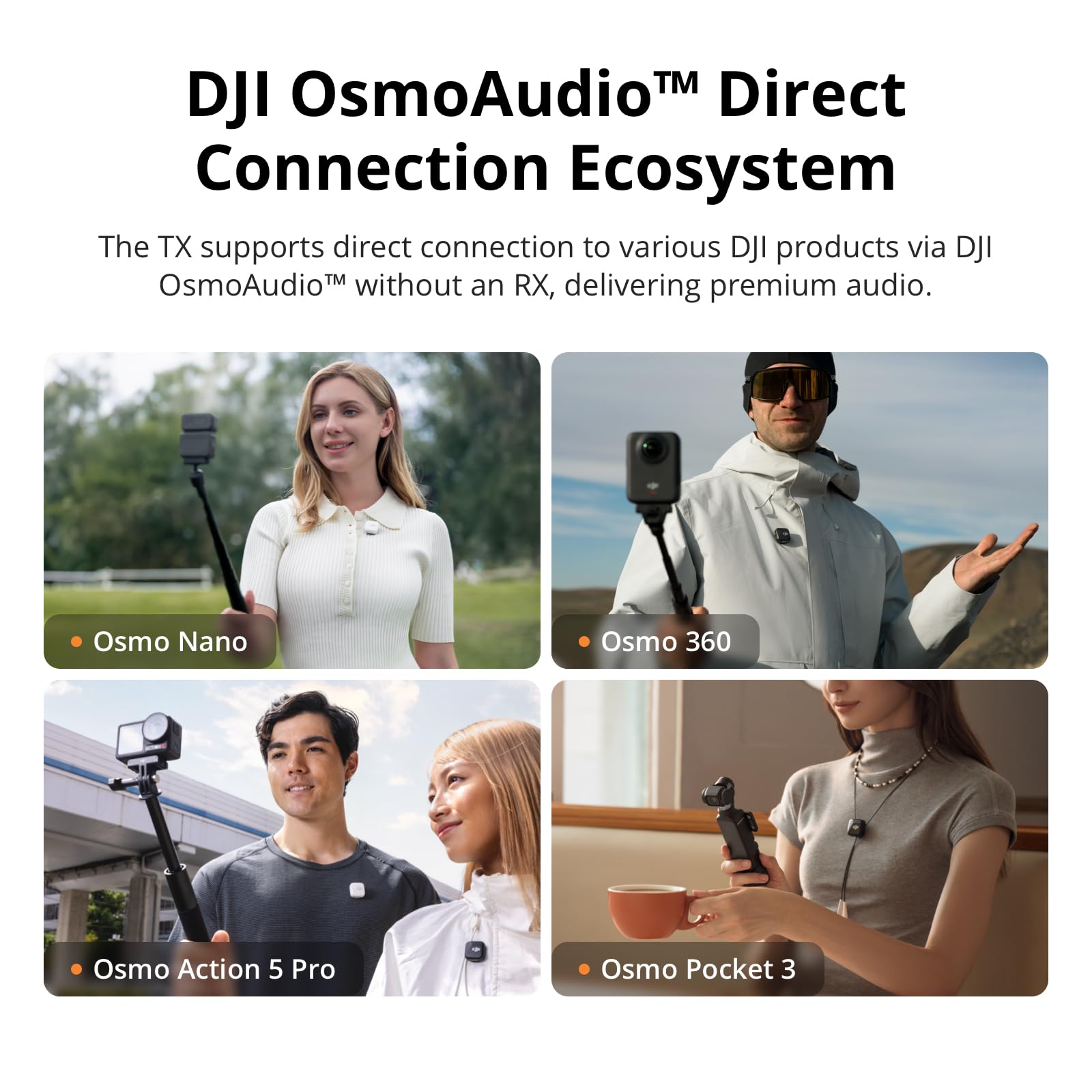 DJI Mic Mini Wireless Lavalier Microphone (2 TX + 1 RX + Charging Case) | 48H Battery | Noise Cancelling | Bluetooth | iPhone, Android & Camera