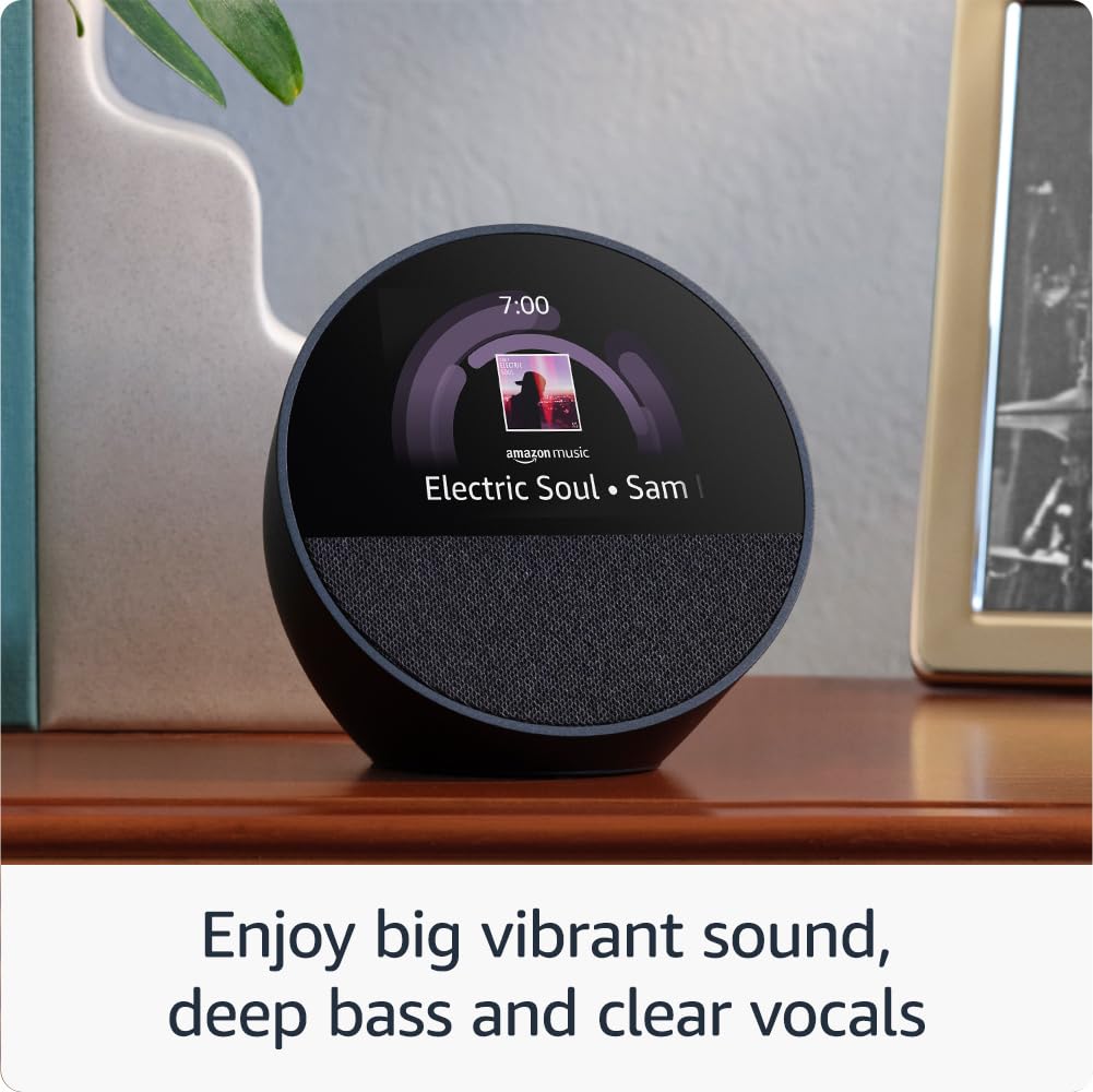 Amazon Echo Spot (Newest Gen) Smart Alarm Clock with Alexa | Bluetooth & Wi-Fi Smart Speaker | Black