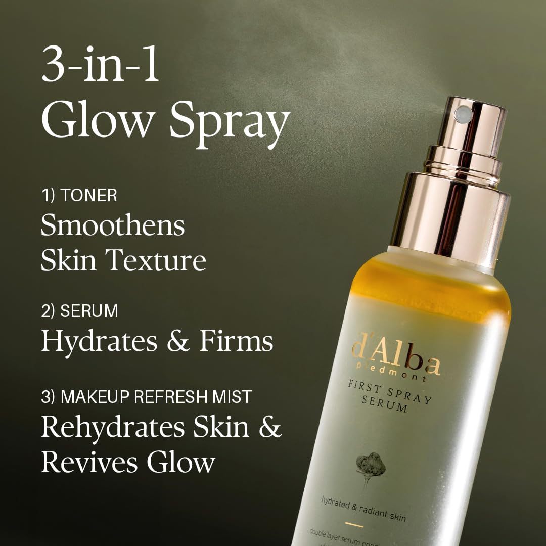 d'Alba Piedmont Italian White Truffle First Spray Serum (100ml) | Vegan Hydrating Face Mist | Korean Skincare