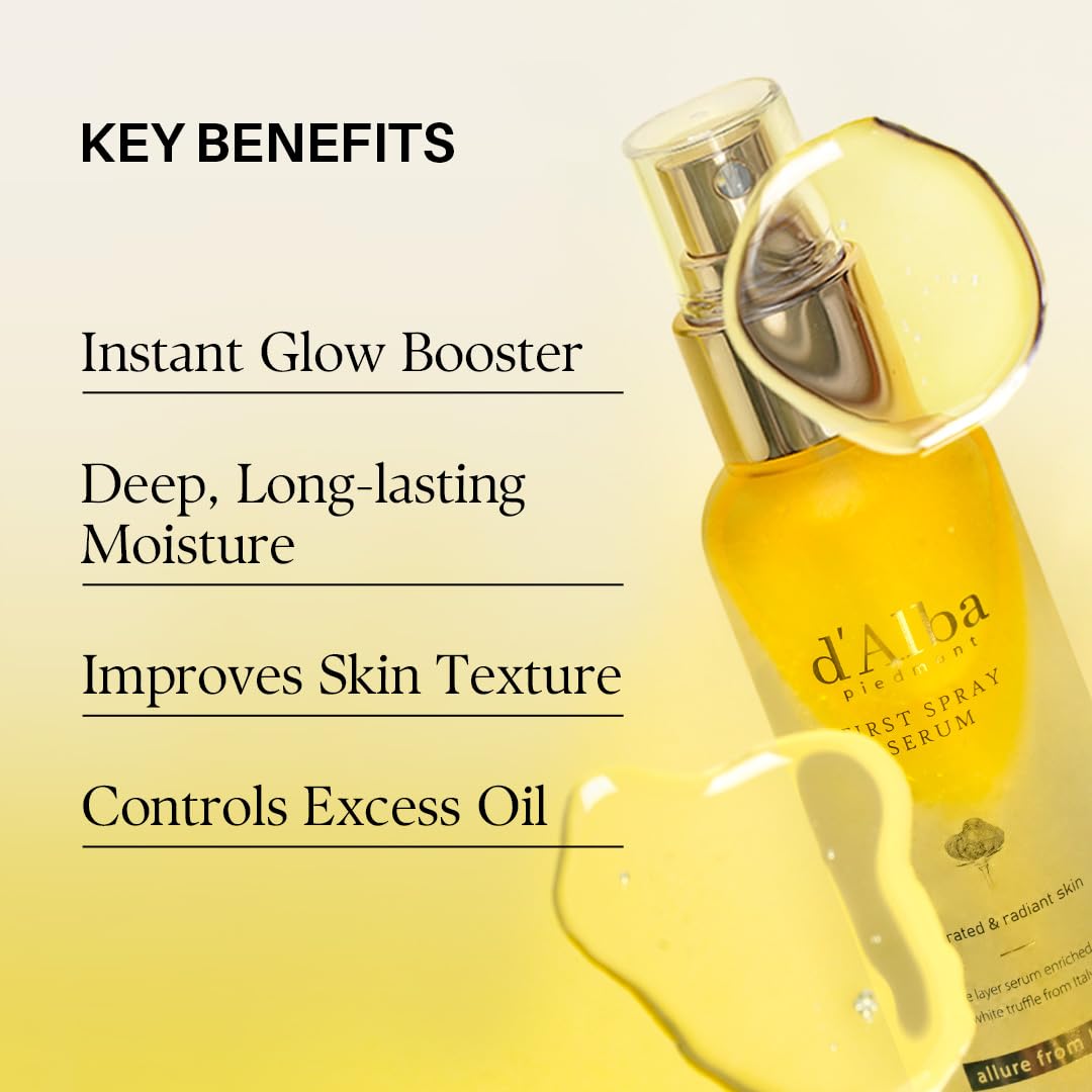 d'Alba Piedmont Italian White Truffle First Spray Serum (100ml) | Vegan Hydrating Face Mist | Korean Skincare