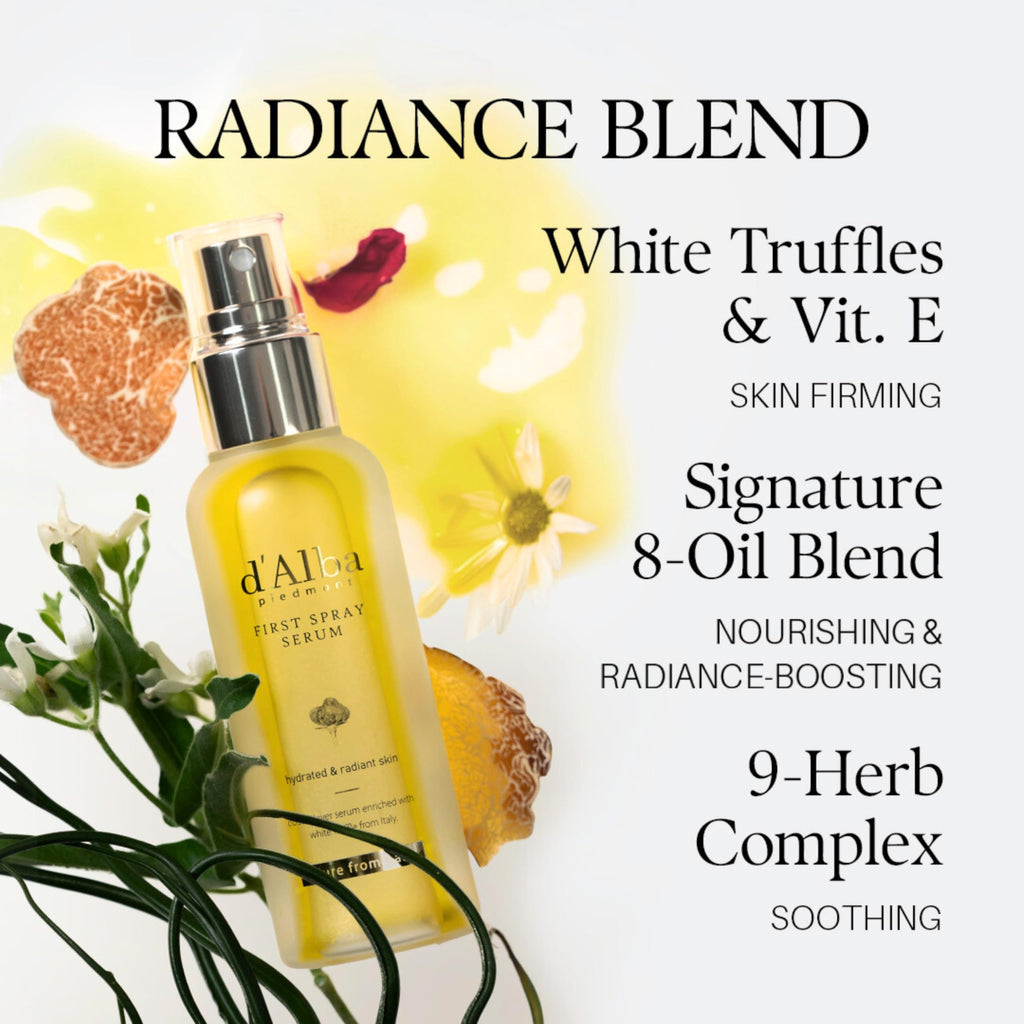 d'Alba Piedmont Italian White Truffle First Spray Serum (100ml) | Vegan Hydrating Face Mist | Korean Skincare