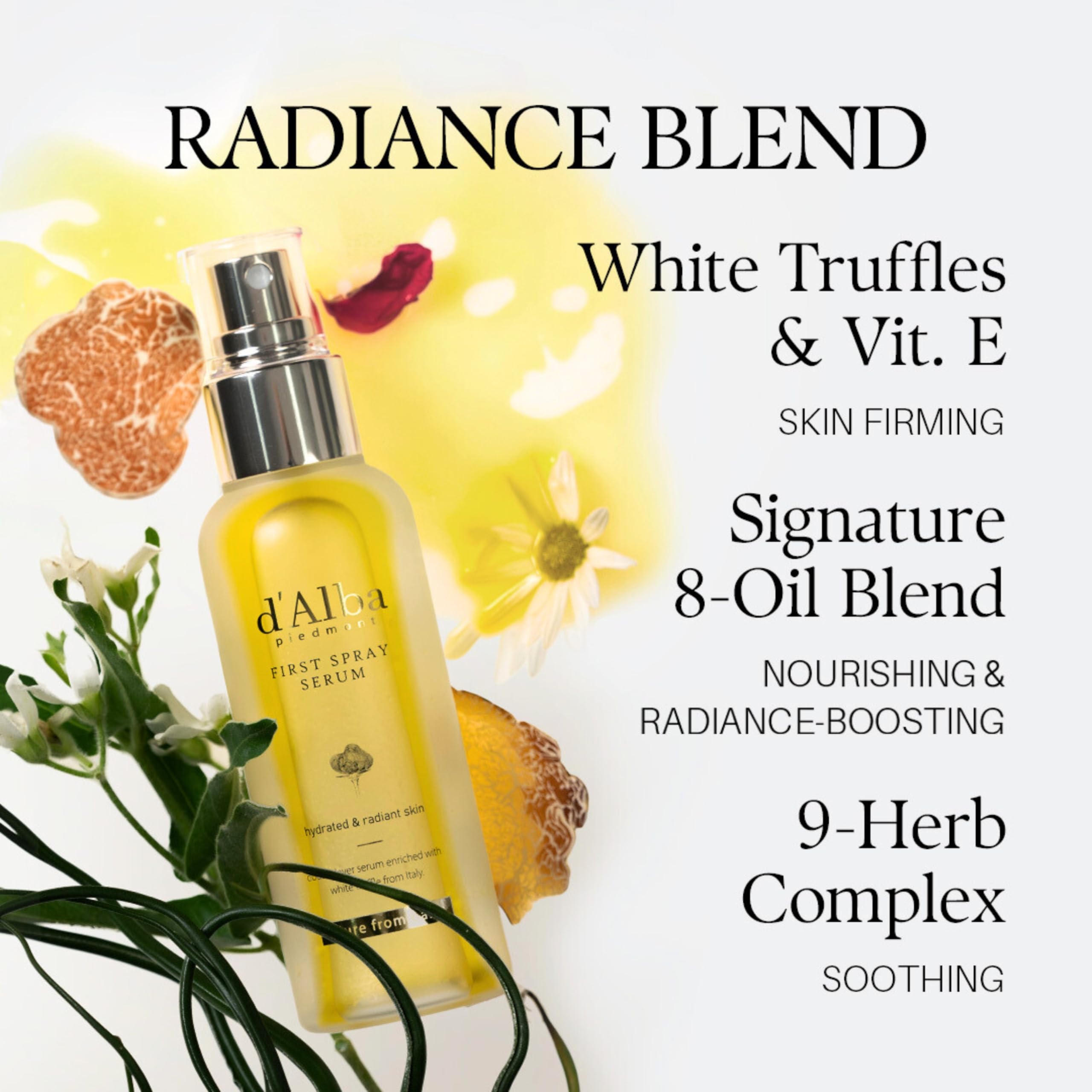 d'Alba Piedmont Italian White Truffle First Spray Serum (100ml) | Vegan Hydrating Face Mist | Korean Skincare