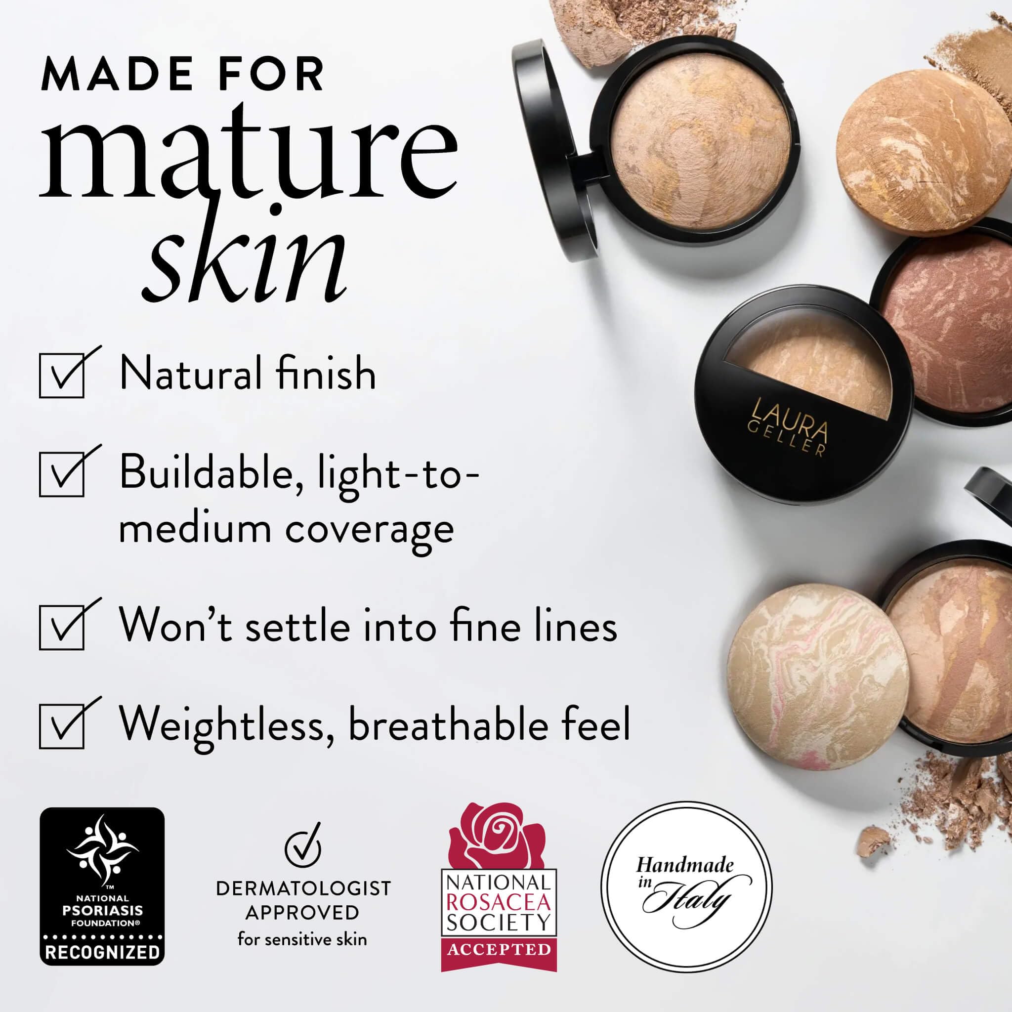 Laura Geller New York Baked Balance-n-Brighten Color Correcting Powder Foundation – Fair | Buildable Coverage | Demi-Matte Finish
