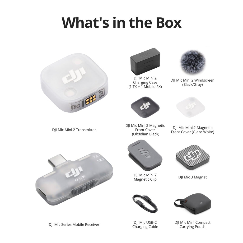 DJI Mic Mini 2 Wireless Lavalier Microphone | 24H Battery, Noise Cancelling & Charging Case